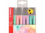 Textmarker Stabilo® Boss Original, Pastelltöne, Keilspitze, lichtbeständig, schnell trocknend, 4er-Etui