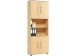 Schäfer Shop Select Kombischrank Moxxo IQ, Holz, 4 Flügeltüren, 2 offene Fächer, 6 OH, B 801 x T 362 x H 2166 mm, Ahorn-Dekor