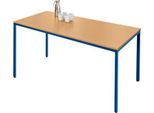 Schäfer Shop Pure Stahlrohrtisch, Rechteck, Quadratrohrfuß, B 1400 x T 800 x H 720 mm, Buche/enzianblau