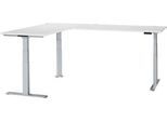 Schäfer Shop Genius Winkelschreibtisch Modena Flex, elektrisch höhenverstellbar, 90° Winkel beidseitig, B 2000 x T 2400 mm, weiß/weißaluminium