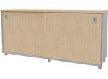 Schiebetürenschrank ARLON OFFICE, 2 Fächer, abschließbar, Muschelgriffe, B 1600 x T 450 x H 730 mm, Eiche-Dekor