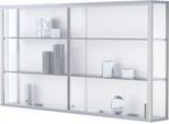 Wandvitrine, einhängend, 2 verstellbare Glasböden, abschließbare Schiebetüren, ESG-Sicherheitsglas, B 1500 x T 200 x H 800 mm