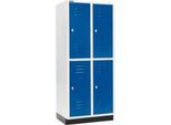 Schäfer Shop Select Kleiderspind, mit 2 x 2 Abteilen, 400 mm, mit Sockel, Drehriegelverschluss, Tür enzianblau