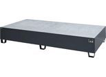 Auffangwanne Schäfer Shop Pure 1000-2, mit verzinktem Gitterrost, L 2650 x B 1300 x H 435 mm, unterfahrbar, Stahl, anthrazit RAL 7016
