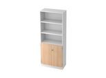 Regalschrank, B 800 x T 420 x H 2004 mm, 5 OH, 5 Böden, 2 Türen, abschließbar,weiß/Eiche