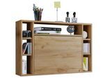 Wandschreibtisch Wandila, ideal für das Home Office, ausklappbare Tischplatte & 7 Fächer, B 900 x T 200/670 x H 600 mm, Holz, Honig-Eiche