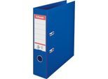 Ordner Esselte® No. 1, A4, Rückenbreite 75 mm, für ca. 500 Blatt, Hebelmechanik, Rückenschild, Griffloch & Raumsparschlitze, FSC®-Karton, blau