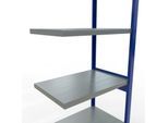 Schulte Lagertechnik Fachbodenregal-Stecksystem MULTIplus 250, Anbauregal, Längenriegel, 2500x750x500 mm, 6 Böden, enzianblau/verzinkt
