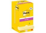 Super Sticky Post-it 654-SSCY-P8+4, 8 Blöcke, 90 Blatt je Block, je 76 x 76 mm, PEFC-zertifiziert, cellophanfrei verpackt, gelb + 4 Blöcke gratis