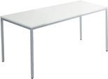 Schäfer Shop Pure Stahlrohrtisch, Rechteck, Quadratrohrfuß, B 1400 x T 700 x H 720 mm, lichtgrau/weißaluminium
