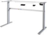 Schreibtischgestell Standard, für Tischbreiten 1200-1800 mm, elektrisch höhenverstellbar, H 725-1185 mm, C-Fuß, weißaluminium
