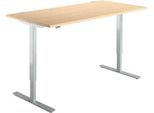 Schäfer Shop Select Schreibtisch Start Off, elektrisch höhenverstellbar, Rechteck, T-Fuß, B 1600 x T 800 x H 755-1255 mm, Ahorn/weißaluminium