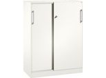 Schiebetürenschrank ASISTO C 3000, 3 Ordnerhöhen, mit Abdeckplatte, Breite 1000 mm, weiß/weiß