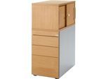 Schäfer Shop Genius Standcontainer mit Aufsatzschrank inkl. Schiebetür, komplett abschließbar, seitliche Griffnut, buche