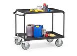 fetra Tischwagen „Grey Edition“, Stahl, anthrazitgrau, mit Wannen, 2 Etagen, L 1021 x B 500 x H 870 mm, bis 400 kg