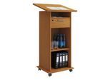 Stehpult Melta, mobil, höhenverstell-/neigbar, 3 offene Fächer & 1 abschließbarer Schub, B 600 x T 500 x H 1090-1200 mm, Holz, Buche-Dekor