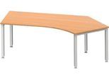 Schäfer Shop Genius Winkelschreibtisch MODENA FLEX 135°, Ansatz rechts, 4-Fuß-Quadratrohr, B 2165 mm, buche/weiß