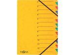 PAGNA Dokumentenmappe Easy, DIN A4, Gummizugverschluss, 12-teilig, gelb