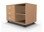 Schäfer Shop Select Mobiles Sideboard, Regal + 3 Schübe + Utensilienschub, B 800, anstellbar links, Buche