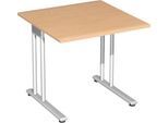 Schreibtisch PALENQUE, C-Fuß, Rechteck, B 800 x T 800 x H 720 mm, Buche