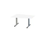 Schäfer Shop Select Besprechungstisch MODENA Basic, Tonne, T-Fuß, B 1400 x T 1000 x H 717 mm, weiß/weißaluminium RAL 9006