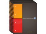 Notizbuch Oxford International, Optik Paper®, DIN A4, kariert, 80g/m², 80 Blatt, 5 Stück