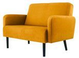 Zweisitzer Sofa meet by Paperflow LISBOA, Stoffbezug safran, Fußgestell schwarz, B 1240 x T 815 x H 830 mm