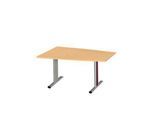 Schäfer Shop Select Besprechungstisch MODENA Basic, Tonne, T-Fuß, B 1400 x T 1000 x H 717 mm, Buche/weißaluminium RAL 9006