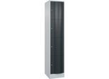 C+P Schließfachschrank Resisto, 1 Abteil, 4 Fächer, B 396 x T 540 x H 1950 mm, Lichtgrau/Anthrazitgrau