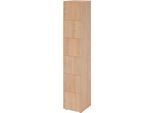 Schließfachschrank Topas Line, 6 Ordnerhöhen, 6 Fächer, Zylinderschloss, B 400 x T 420 x H 2156 mm, Nussbaum/Nussbaum