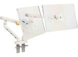 Monitorarm BakkerElkhuizen BE Flexible Dual, für 2 Monitore, bis 10 kg, dreh-, neig- und schwenkbar, 80 mm Klemmweite, VESA-komaptibel, ergonomisch, Höhenverstellbar von 170 bis 582 mm, hellgrau/weiß