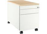 Schäfer Shop Select Rollcontainer 126, 1 Utensilienauszug, 1 Hängeregistratur-Auszug, 1 Schublade, mit Griffnut, B 435 x T 765 x H 577 mm, weiß/Ahorn-Dekor