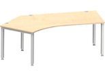 Schäfer Shop Genius Winkelschreibtisch MODENA FLEX 135°, Ansatz links, 4-Fuß-Quadratrohr, B 2165 mm, ahorn/weiß