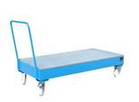 Stahl-Auffangwanne mit Rollen + Griff, 1800 x 800 mm, blau RAL 5012