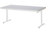Rau Arbeitstisch Adlatus, elektrisch höhenverstellbar, 25 mm MDF-Platte, Stahlblechbelag, 150 kg, B 2000 x T 1000 x H 720-1120 mm, silber/lichtgrau