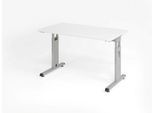 Home Office Tisch, Rechteck, C-Fuß, B 1200 x T 672 x H 650-850 mm, weiß/silber