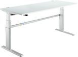 Schreibtisch Komfort, elektrisch höhenverstellbar, Rechteck, C-Fuß, B 1800 x T 800 x H 655-1305 mm, lichtgrau/weißaluminium RAL 9006
