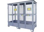 Justrite Gasflaschenlager, verzinkt, abschließbar, bis 18/24 Gasflaschen, B 2100 x H 2300 x T 960 mm, 310 kg, stahlgrau