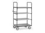 fetra Tischwagen „Grey Edition“, Stahl, anthrazitgrau, mit Wannen, 3 Etagen, L 1021 x B 500 x H 870 mm, bis 400 kg