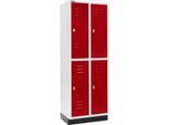 Schäfer Shop Select Kleiderspind, mit 2 x 2 Abteilen, 300 mm, mit Sockel, Drehriegelverschluss, Tür rubinrot