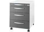 Schäfer Shop Select Rollcontainer LOGIN, 3 Schubladen, 1 Utensilienauszug, Zentralverriegelung, B 432 x T 580 x H 595 mm, weiß/graphit