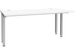 Schäfer Shop Genius Schreibtisch MODENA FLEX, 4-Fuß-Quadratrohr, verkürzte Seitenteile, B 1600 mm, weiß