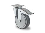 CASCOO Lenkrolle P2T2, mit Totalfeststeller, Rad-ø 75 mm x B 25 mm, Polypropylen-Felge, Elastomer-Lauffläche, grau, Kugellager, bis 75 kg