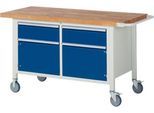 Werkbank Serie 8466, fahrbar, 2 Schubladen, 2 Türen, B 1500 x T 700 X H 880 mm
