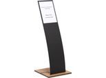 Infoständer, Segelform, für Dokumente bis A4, 360 x T 360 x H 960 mm, Hirnholz-Eiche/Acrylglas, schwarz-matt
