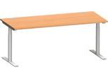 Schäfer Shop Genius Schreibtisch MODENA FLEX, T-Fuß-Rundrohr, B 1800 x T 800 mm, Buche, weißalu