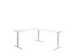 Winkelschreibtisch AERO FLEX, elektrisch höhenverstellbar, 90° Winkel, T-Fuß, B 2000 x T 2400 mm, weiß/weißalu + Memorypanel