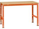 Manuflex Arbeitstisch UNIVERSAL Standard, 1500 x 1000 mm, Multiplex natur, rotorange