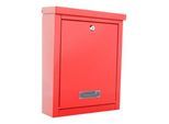 Rottner Wandbriefkasten Brighton, Zylinderschloss, Sichtfenster & Namensschild, B 310 x T 135 x H 400 mm, Stahl, rot