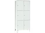 Wertfachschrank 400 mm, 2 Abteile, 6 Fächer, Sicherheitszylinderschloss, Fuß, lichtgrau